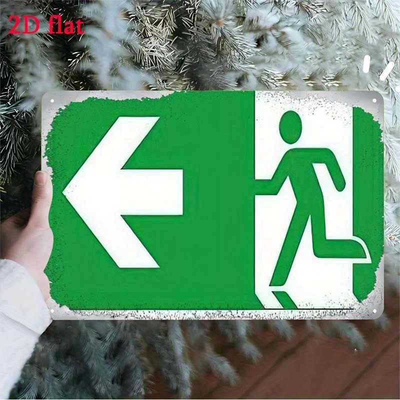 Emergency Exit Sign - Metal Escape Sign - Green &