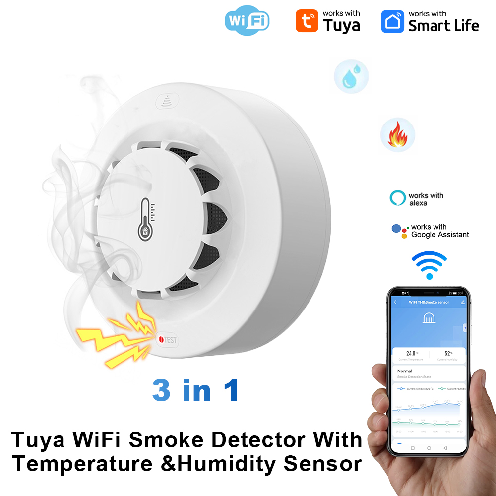 Tuya Wifi BT Two Connection Sm - Smoke Detector Interconnected ulasan dan harga