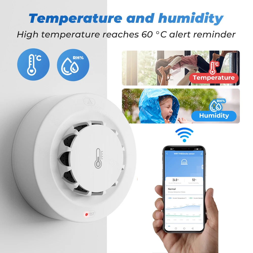Tuya Wifi BT Two Connection Sm - Smoke Detector Interconnected ulasan dan harga