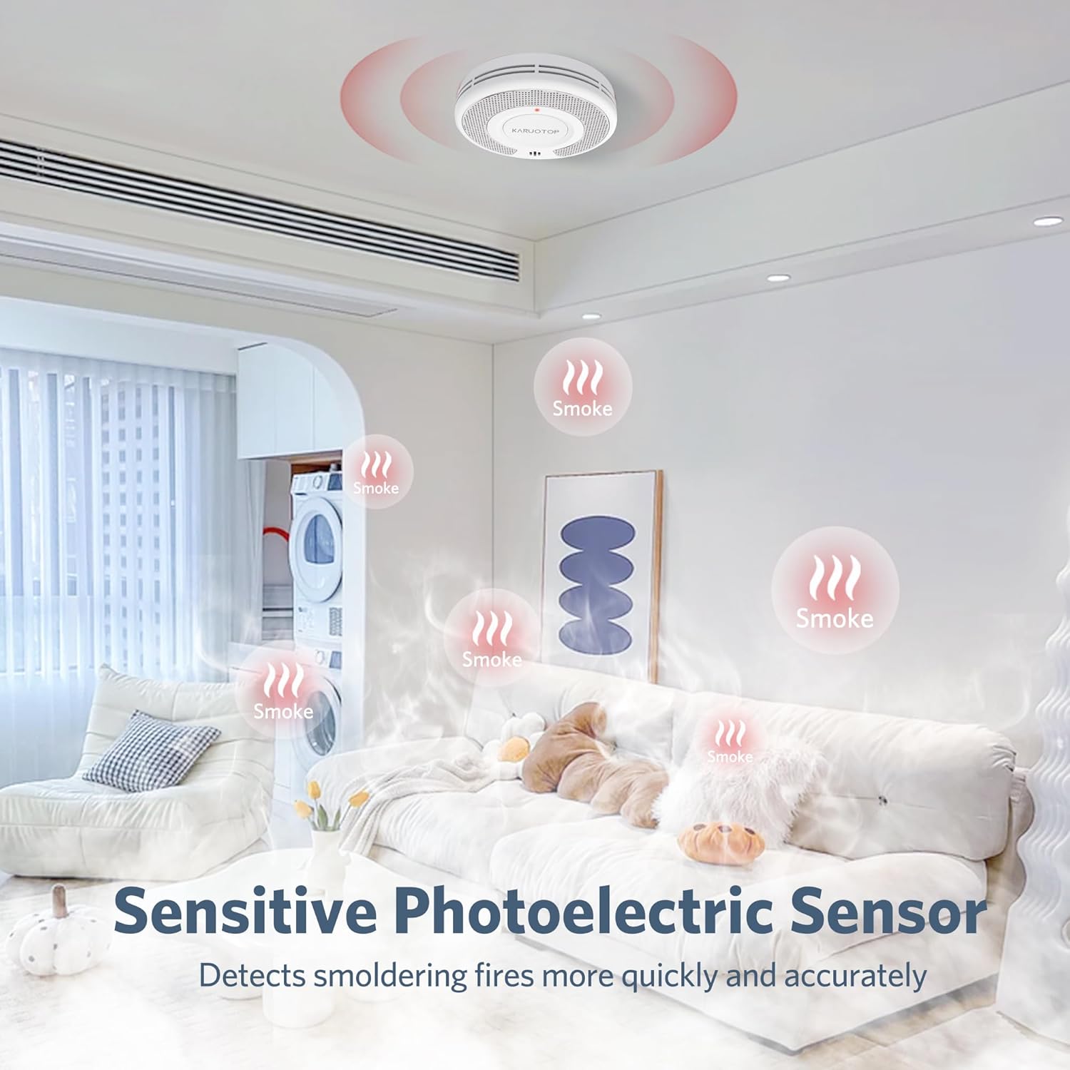Wireless Interlinked(433MHz)+T - Smoke Detector Interconnected ulasan dan harga