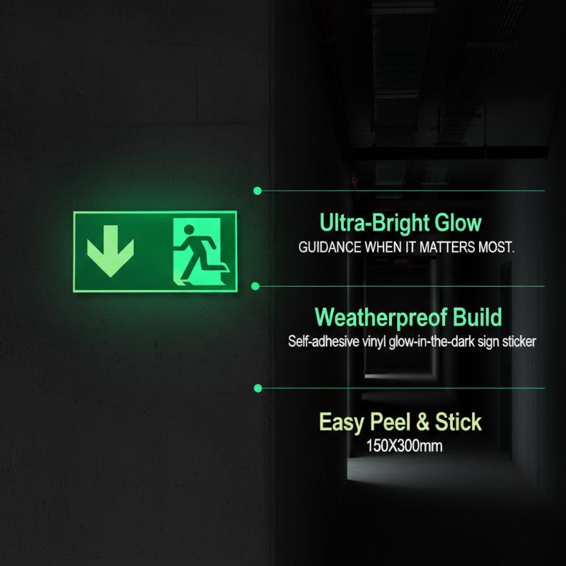 1 Sheet Glow-In-The-Dark Safet - Emergency Exit Sign ulasan dan harga