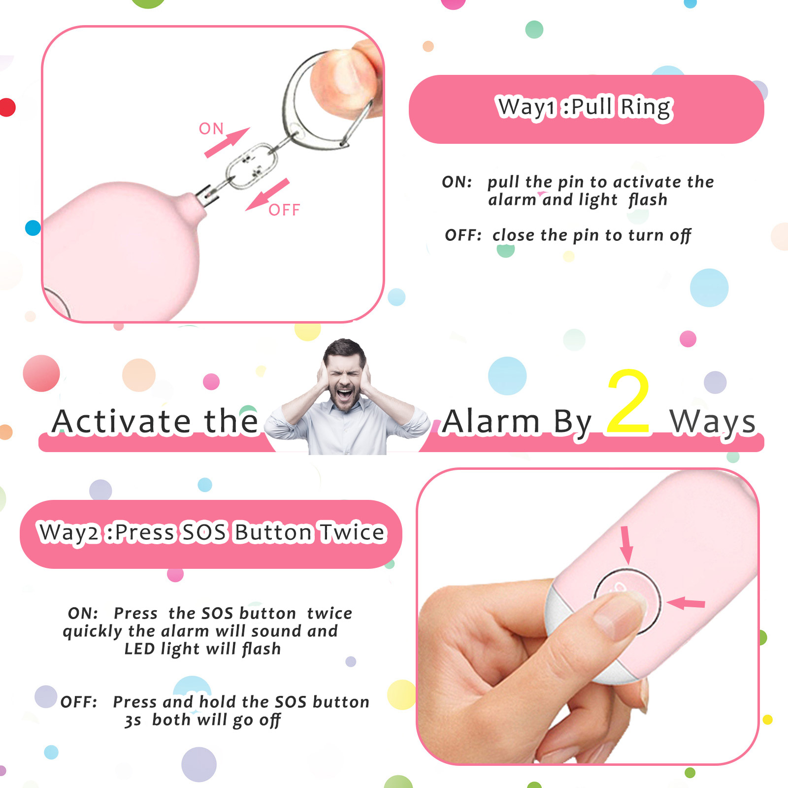 1pc Ultra-Loud 130DB Personal  - Personal Alarm Keychain ulasan dan harga