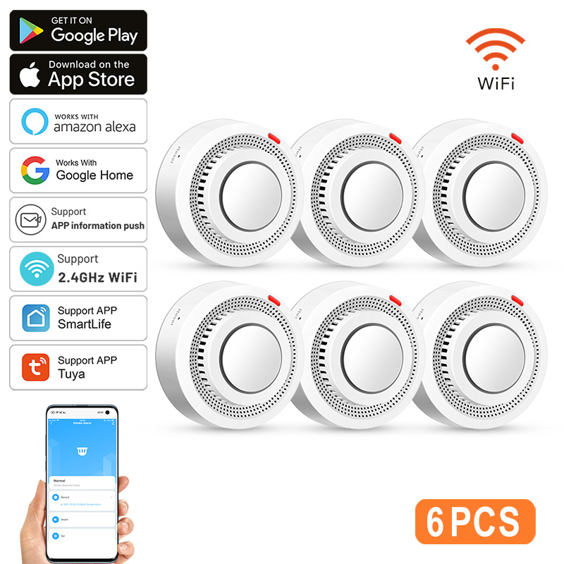6Pack Tuya WiFi Smart Smoke Se - Smoke Detector Interconnected ulasan dan harga